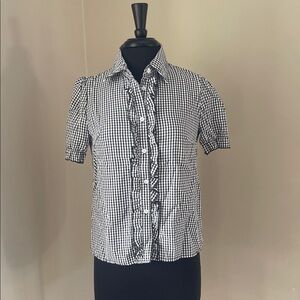 SHEIN Black and White Checkered Button Down Shirt